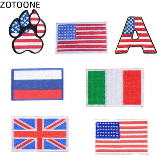 ZOTOONE National Flag Patches for T-shirt Iron on Embroidery Letter Patch Stripes Appliques Clothes Stickers Clothing Badges G