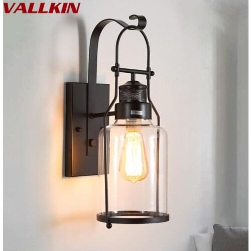 Loft Retro Wall Lamp Glass Ball Beside American Vintage Wall Light Sconce Wand lamp wall creative lifting pulley wall Lights