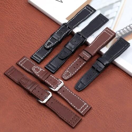 20mm Black Brown Watchband for IWC Pilot Mark XVIII IW327004 IW377714 Watch Strap Calf Genuine leather Bracelet