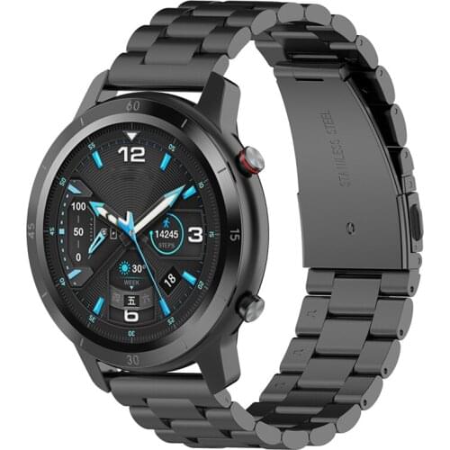 22MM Three-bead Stainless Steel Strap Watch Band for Galaxy Watch 3/POLAR Grit X/Ticwatch PRO/Huawei GT 2e Smart Watch