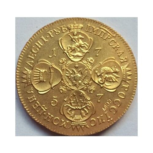 24-K gold-plated Russian Coins 1757 copy 30mm