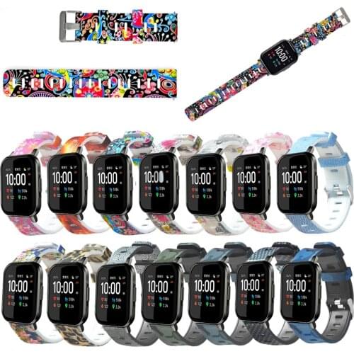 For Xiaomi Haylou LS02 Watch 20mm Personalized Painted Silicone Strap Skin-friendly Silicone Material For Huami Amazfit Bip Belt
