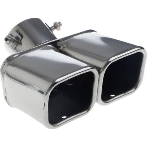 Universal Stainless Steel Car Rear Round Exhaust Dual Pipe Tail Throat Muffler 1XCF