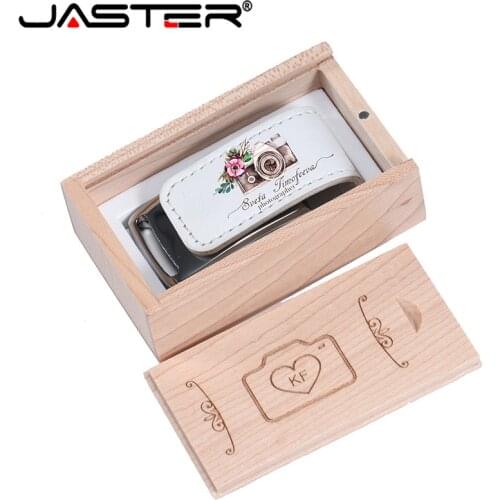 JASTER custom Company Logo usb 2.0 Flash pen drive 32GB 4GB 8GB 16GB Pendrive Leather Usb+Box (over 1 pcs free logo)