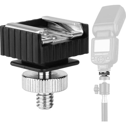 Flash Hot Shoe Mount Adapter to 1/4 Thread Hole with 1/4"-20 Male to 1/4"-20 Male Tripod Screw Adapter for Flash Holder Bracket