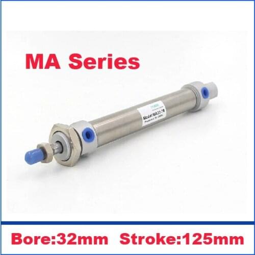 High quality double acting pneumatic small cylinders stainless steel 32mm bore 125mm stroke MA32-125 mini air cylinder