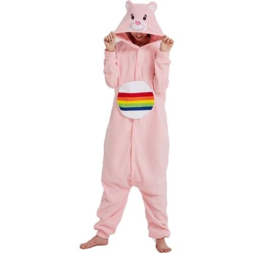 Adult Bear Onesies Winter Women Men Couple Soft Fleece Onesie Sleepwear Overalls Unisex Pajamas Cartoon Animal Pajamas Set