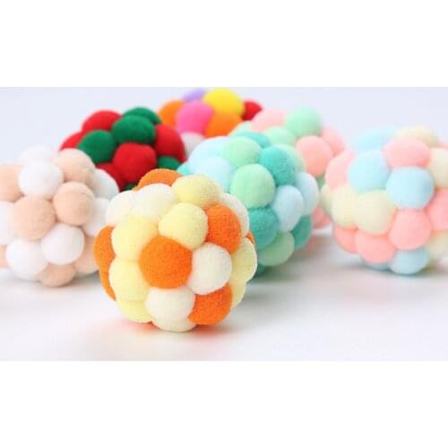 Funny Soft Kitten Cat Toy Plush Ball Pet Dog Toys Balls Interactive Multicolor Stitching Color Cat Throwing Toys Pet Supplies