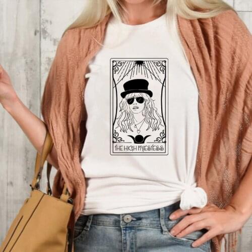 The High Priestess Tarot Card T-shirt Casual Women Short Sleeve Tumblr Hipster Witch Top Tee Shirt