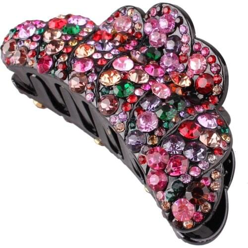Women Fashion Rhinestone Hairpins Hair Clip Shiny Big Hair Claws For Girl Crab Clips Ladies Horsetail Hair Accessories