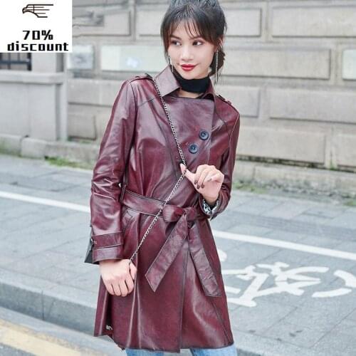 300% Real Sheepskin Coat Female Genuine Leather Jacket Autumn Jacket Women Korean Long Trench Coats Chaqueta Mujer MY