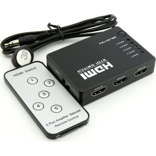 1pcs 3D 5 Port 4K HDMI Switcher Switch Selector Splitter Hub iR Remote For HDTV 1080P