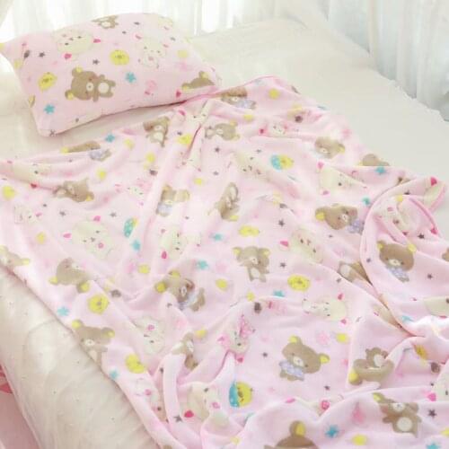 1pc soft cartoon pink bear dog pillow case cover plush flannel blanket bed sheet lady romantic gift girl toy