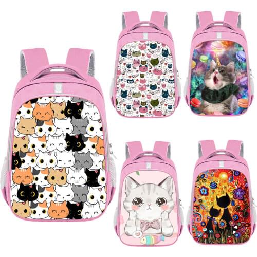 13/16 Inch Kawaii Cat Backpack for Teenager Girls Children School Bags Cute Kitten School Backpack Book Bag Women Rucksack