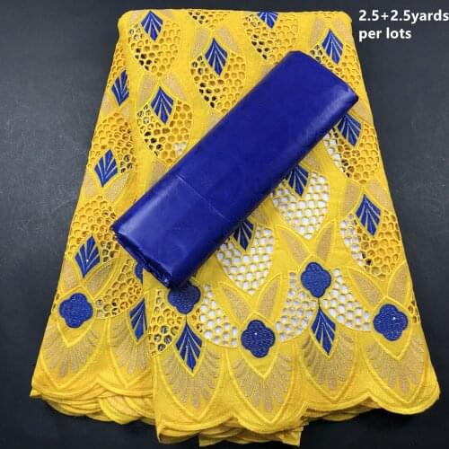 2.5+2.5 Yards African Swiss Dry Lace Fabric High Quality Senegal Bazin Riche Fabric Swiss Voile Lace African Wedding Lace CP011