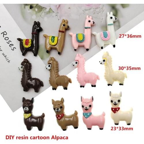 20pcs/lot DIY resin cartoon Alpaca for kids hair clothes accessories resin cabochons resin charms