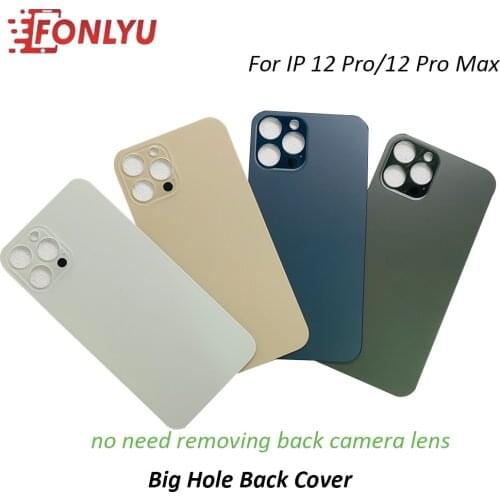 5pc Ori Quality Big Hole Back Glass Cover Housing Case Battery Cover For 12 pro max Rear Battery Housing Cracked Glass Repair