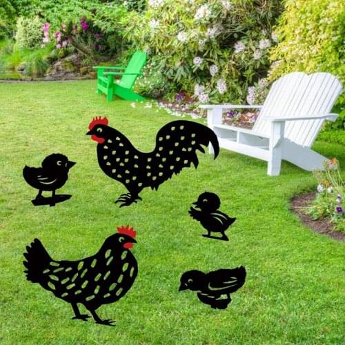 5 PCS Rooster Stakes Chicken Family Garden Silhouette Yard Art Chicken Statue Decor for Home Yard Garden Lawn Decor