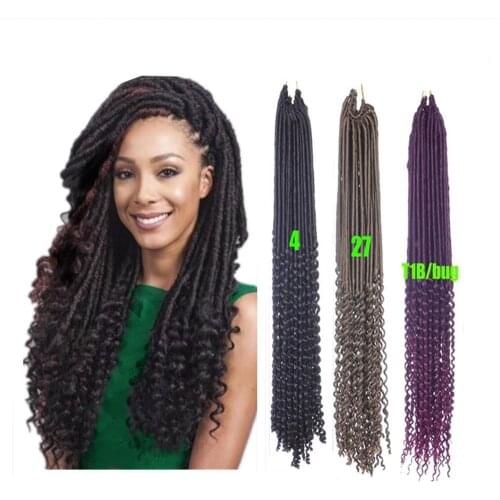 Free Shipping 20" 100G 24Roots Goddess Faux Dread Locs Crochet BraidsTop Quality Faux Locs Synthetic Braiding Hair Extensions