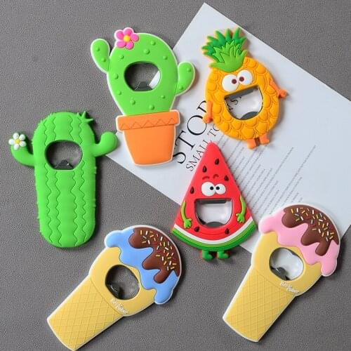 Large Size Cactus Watermelon Soft Plastic Bottle Opener Cartoon Refrigerator Magnet Creative Beer Bottle Opener Fridge Magnets