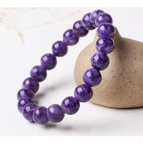 Natural Purple Charoite Gemstone Bracelet Charm Round Beads Russia Fashion Stone Women Men 8mm 9mm 10mm 11mm 12mm AAAAA