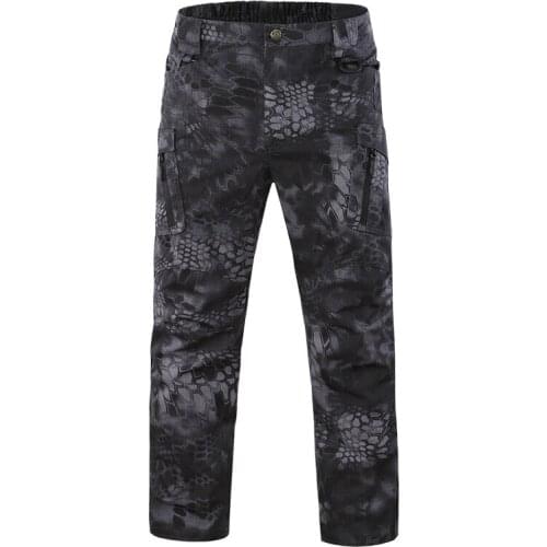 ESDY Camouflage Plaid Fabric Military Tactical Pants Outdoor Camping Hiking Hunting Camouflage Multi Pockets Man Trousers
