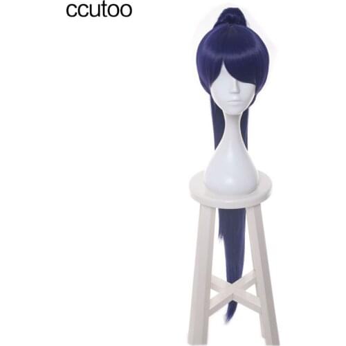 Ccutoo Widowmaker Purple Blue Mix 100cm long Womens Synthetic Hair Cosplay Full Wig With Chip Ponytail Heat Resistance