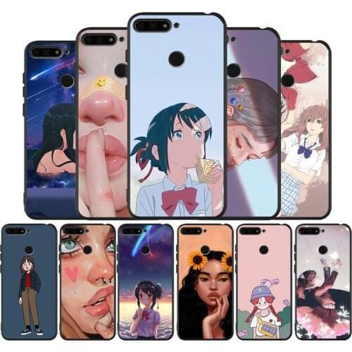 Anime Teenage girl animation Black TPU Silicone Soft Phone Case For Honor 8X 9 8 10 20 30 Lite Pro MATE 9 10 20 30 Pro Lite