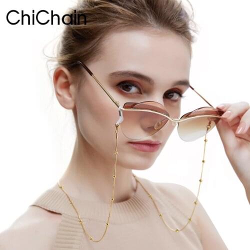 Chichain Stylish Pearl Beaded Crystal Eyeglasses Necklace for Women , Chic Stainless Steel Glasses Holders Chains 9 colors