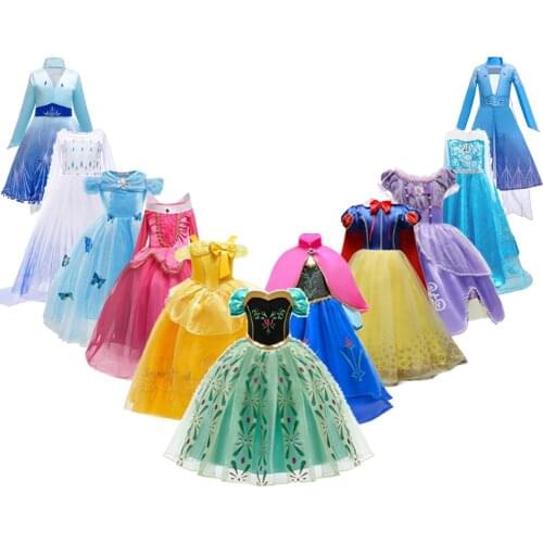 Party Fancy Anna Elsa Costume Girl Snowflake Vestidoes Children Christmas Carnival Dress Up Birthday Snow Queen White Clothing