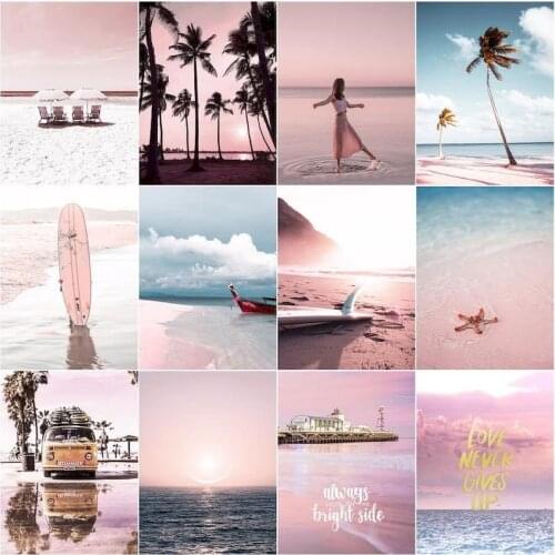 GATYZTORY Frame DIY Women Painting By Numbers Pink Seaside Picture HandPainted Oil Painting Gift Paint For Adults Children 40*50