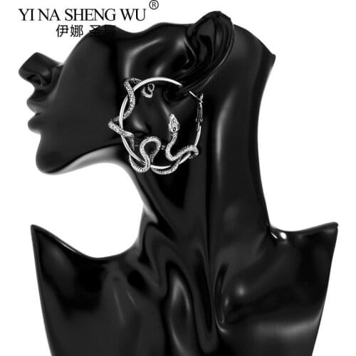 Gothic Cool Punk Retro Style Animal Gold Silver Color Snake Earrings Crazy Twining Snake Hoop Earrings Statement Earrings Party