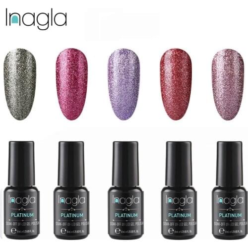 Inagla 5pc/set 8ML Platinum Color Gel Nail Polish Nail Art Design Manicure Soak off Enamel Gel Polish LED UV Gel Varnish