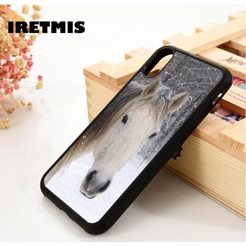 Iretmis 5 5S SE 6 6S Soft TPU Silicone phone case cover for iPhone 7 8 plus X Xs 11 Pro Max XR Beautiful Snow Horse