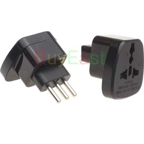 Italian Uruguay 3 -Pin Type L Input Travel Adapter Multi Outlet AU/UK/EU/GE/US AC100~250V 10A With Safety Shutter Black color
