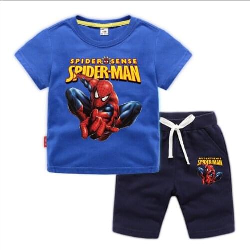 Disney Spiderman Boys Clothes Set Summer Kids T shirt With Pants Casual Sport Suits 2pcs Tracksuit Outfits Childrens Clothes