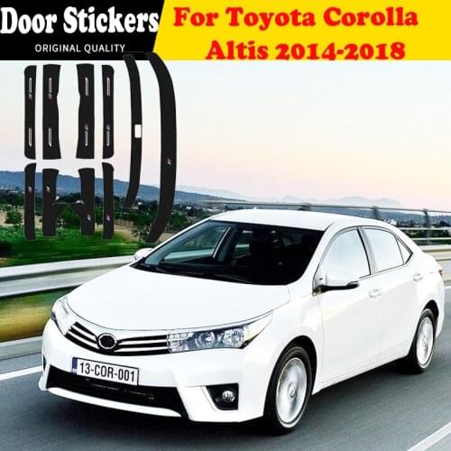 Car Door Sill Leather Stickers For Corolla Altis 2014 2018 Protection Plate Carbon Fiber Threshold Strip Front Rear Taildoor