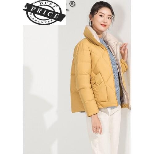 Korean Fashion Short Oversized Womens Down Jacket Female Winter Parkas White Down Cotton Coats and Jackets Women Abrigos