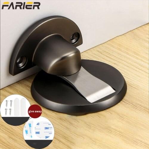 Magnetic Door Stops 304 Stainless Steel Door Stopper Hidden Door Holders Catch Floor Nail-free Doorstop Furniture Hardware