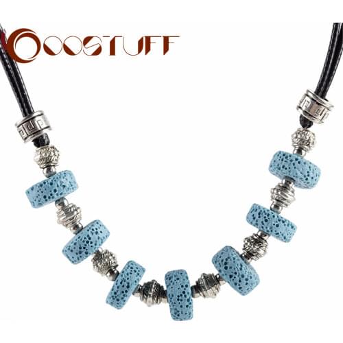 Fashion Lava Stone Beads Pendants Rope Necklace Nature Stone Handmade Jewelry For Women Suspension Decoration Accessories 2021
