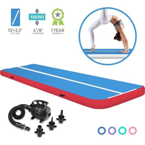13ft/4m Inflatable Gymnastics Mat Air Track Tumbling Track Mats Airtrack DIY Color Customize with Pump