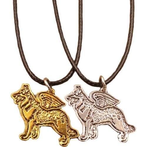 German Shepherd Dog Animal Pendant Necklace Antique Retro Gold Silver Plated Jewelry For Women Male Female Ladies AKC N175