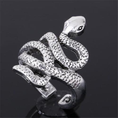 Punk Silver Color Snake Mens Finger Ring European And American Male Party Jewelry Domineering Nightclub Accessories