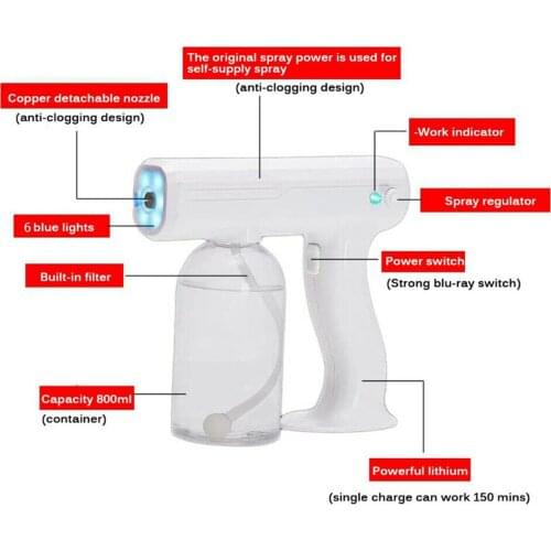 27oz (800mL) Nano Mist Sprayer Sanitizer Diffuser Portable Nebulizer, Handheld Nano Spray Mister Nanomister Mini Steamer