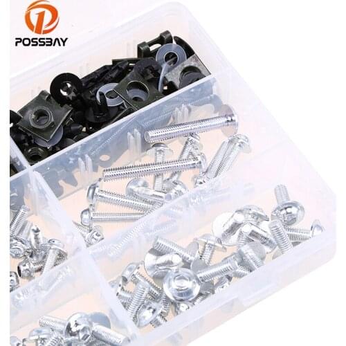 POSSBAY 223Pcs Motorcycle Fairing Bolts Kit Fastener Clips Screws Nuts Fit for Kawasaki Honda Suzuki Iron Scooter Bolts