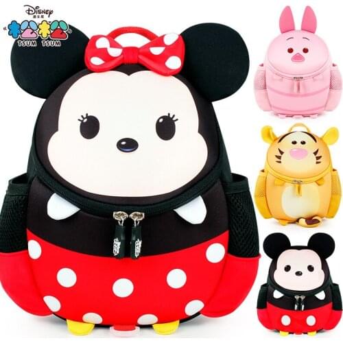 Disney Mickey Mouse Backpack Waterproof Minnie Mouse Cute Childrens Anti-Lost Bag Tigger Fashion Student Schoolbags Cute