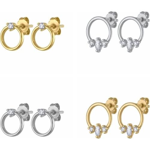 Minimalism Crystal Stud Earrings 925 Sterling Silver Ear Needle Exquisite Fashion CZ Jewelry For Women Qualities Birthday Gifts