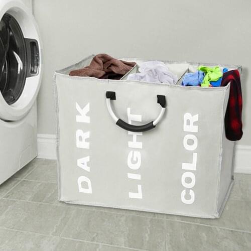 Collapsable Laundry Bag 3-section Laundry Hamper Durable Oxford Fabric Laundry Basket Clothes Sorter Multifunction Storage Bag