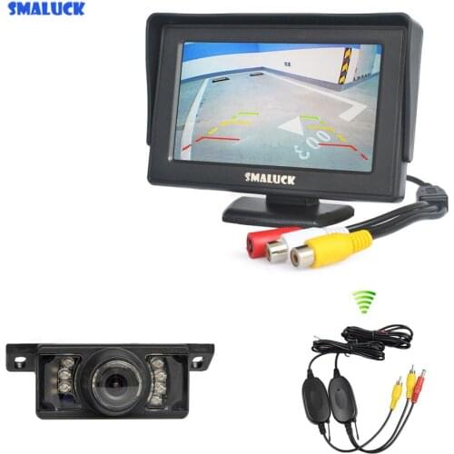 SMALUCK Wireless 4.3" Color TFT LCD Car Monitor + HD Night Vision HD Rear View Car Camera Parking Assistance System Kit