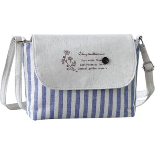Woman Bag Fresh Striped Girls Shoulder Cotton Small Crossbody carteras mujer de hombro y bolsos bags for women 2019 bolso mujer